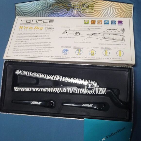 Royale Other - Pro Royale Professional Ceramic Straightener Iron  Wet to Dry Zebra